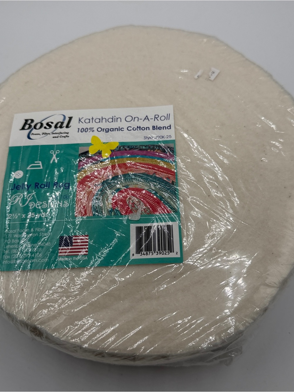 Bosal Katahdin On-A-Roll Organic Cotton Batting 2-1/2 inches by 25 Yards New